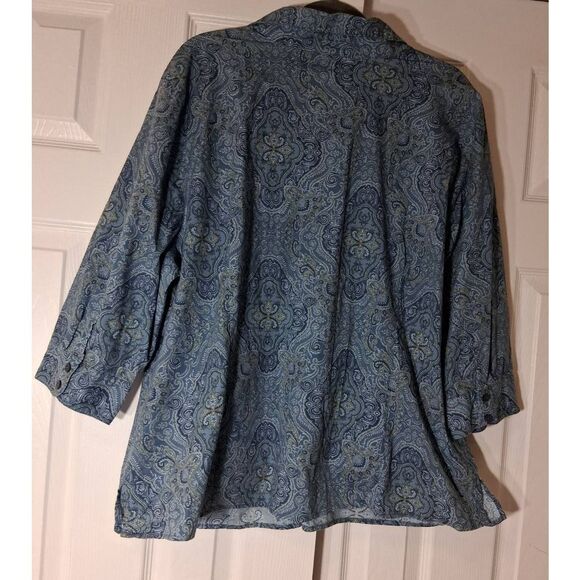 Croft and barrow womens 2xl paisley blouse blue shirt mom grandma shirt - Picture 6 of 9